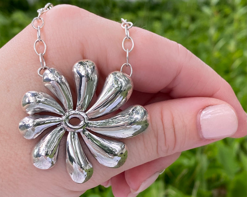 Moondaisy Necklace, Sterling Silver, 46mm
