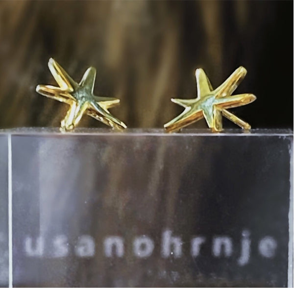 Astrid Star Earrings, 18k Gold,  9mm